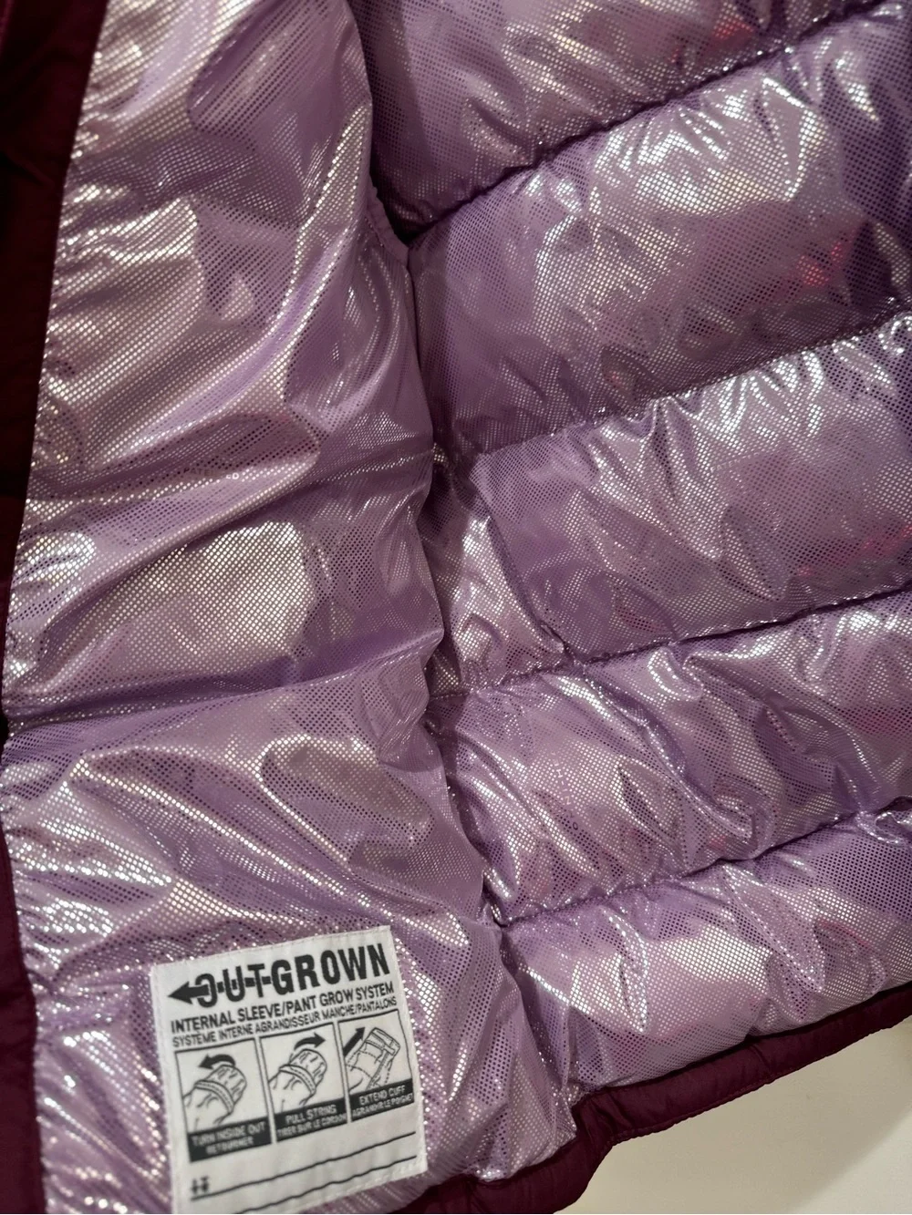 Columbia Girls' Maroon Puffer Jacket Lavender Lining Omni-Heat Size M (8/10)